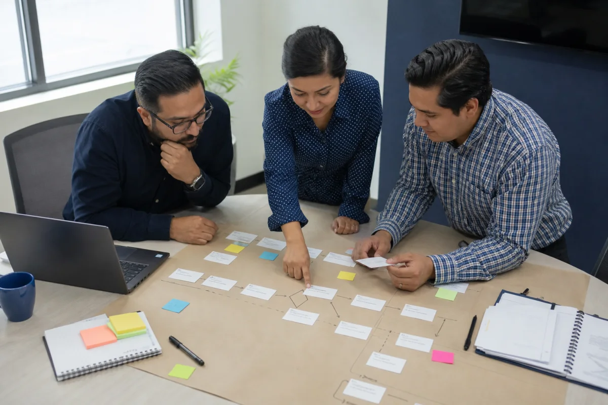 Equipo de una pyme mapeando su operación antes de decidir qué tecnología necesita.