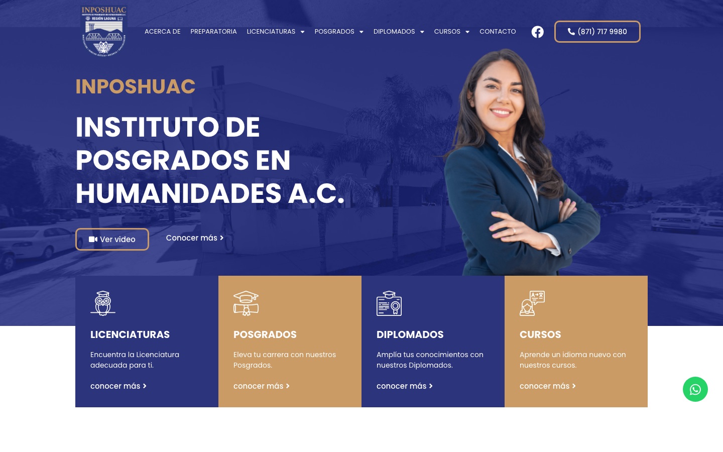 Captura real del sitio web de INPOSHUAC