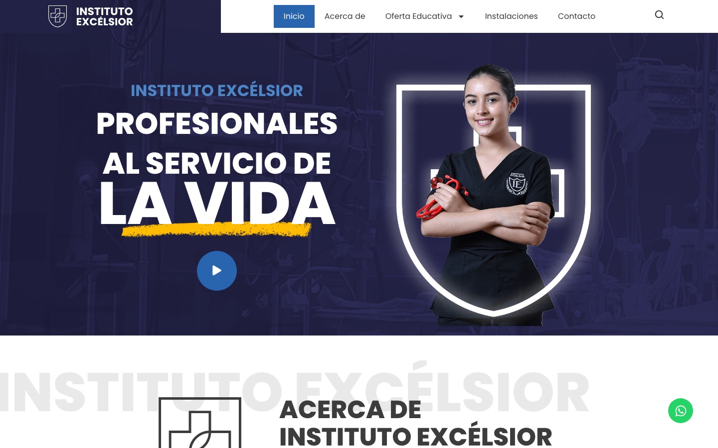 Captura real del sitio web de Instituto Excélsior