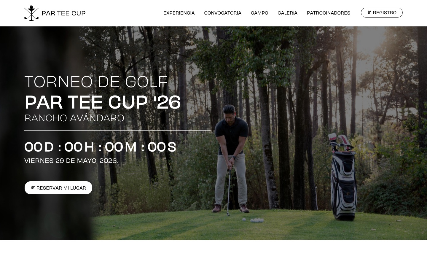 Captura real del sitio web de Partee Cup