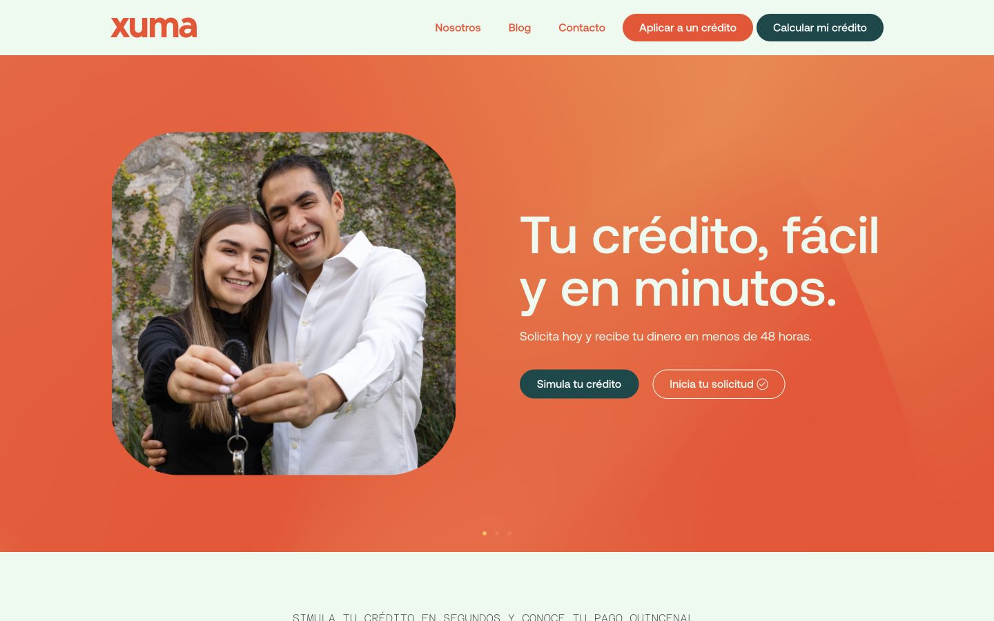 Captura real del sitio web de Xuma